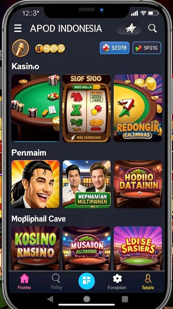 hujantoto - Tampilan home screen yang menarik dan user-friendly.